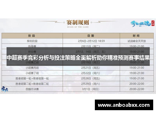 中超赛季竞彩分析与投注策略全面解析助你精准预测赛事结果